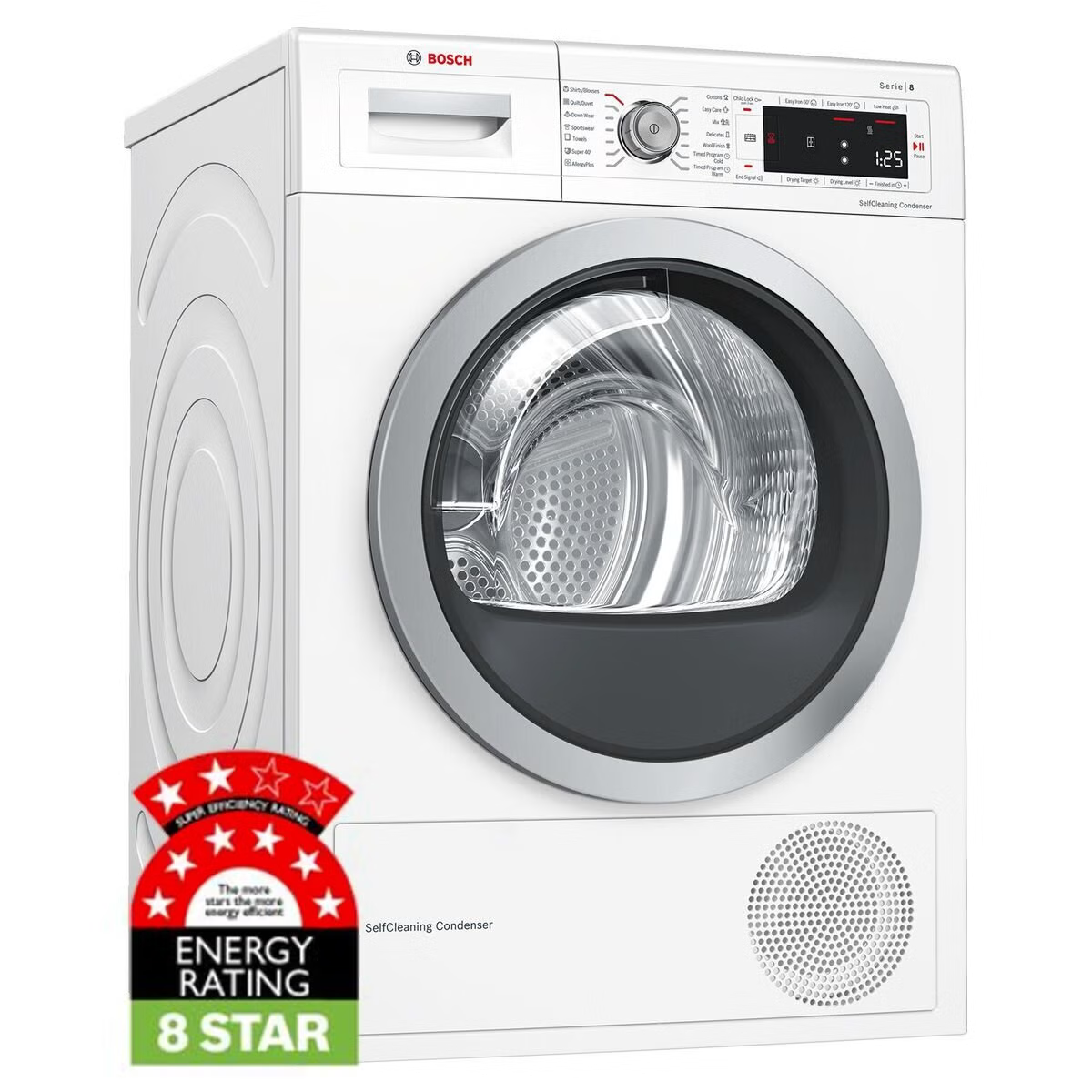 Bosch Series 8 Heat Pump Self Cleaning Condenser 9kg Tumble Dryer WTW87564AU – Brisbane